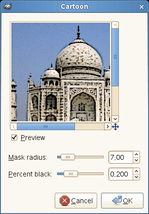 Cartoon filter options