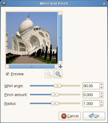 Whirl and Pinch filter options