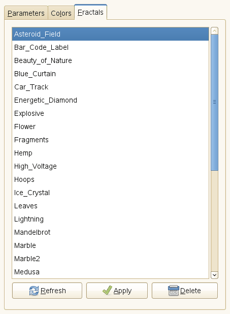 Fractal Explorer filter options (Fractals)