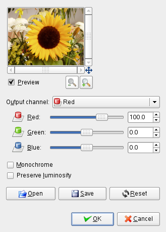 Channel Mixer command options
