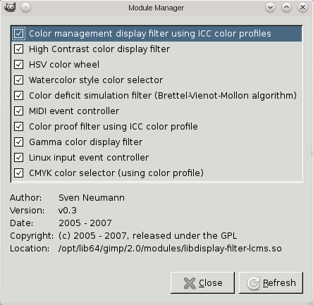 The Module Manager dialog window