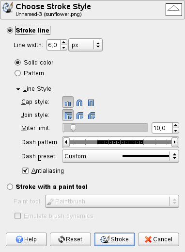 The Choose Stroke Style dialog window