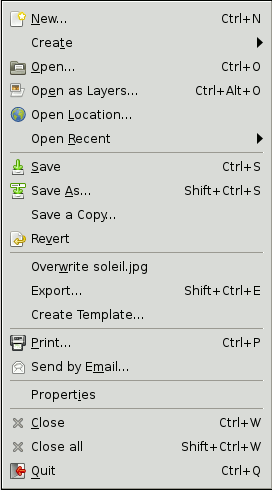 The File menu