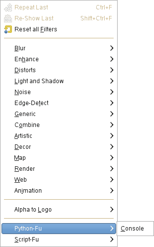 The Python-Fu submenu