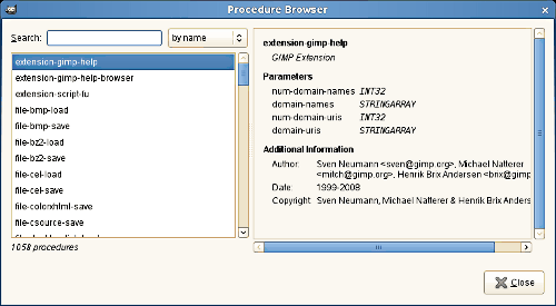 The Procedure Browser dialog window