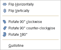 The Transform submenu of the Image menu