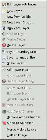 The Contents of the Layer local pop-menu