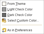 Contents of the Padding Color submenu
