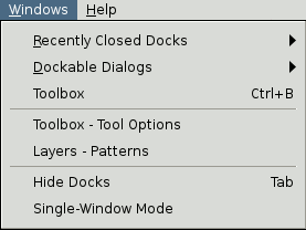 Contents of the Windows Menu