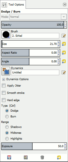 Dodge/Burn tool options
